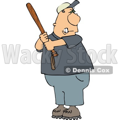 Angry Male Baseball Batter Holding the Bat Aggressively and Getting Ready to Swing at the Ball Clipart © djart #4315