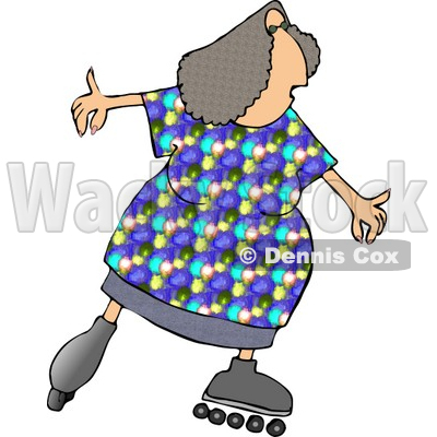 Obese Woman Skating On Inline Skates Clipart © djart #4323