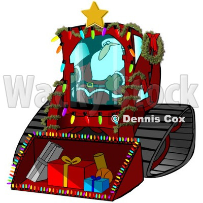 Royalty-Free (RF) Clipart Illustration of Santa Operating A Bobcat Machine With Gifts In The Bucket © djart #434247