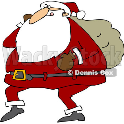 Royalty-Free (RF) Clipart Illustration of Santa Walking With One Arm Carrying A Sack Over His Shoulder © djart #434253