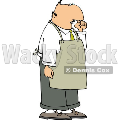 Restaurant Food Handler Wearing an Apron and Picking His Nose for Boogers Clipart © djart #4472