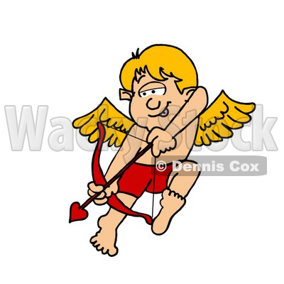 Valentine Cupid Boy Shooting Love Arrow from Bow Clipart © djart #4493