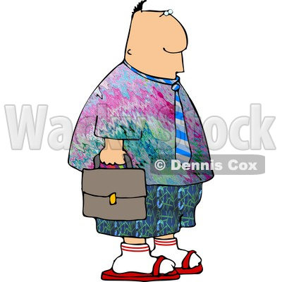 Businessman Wearing Colorful Hippie Clothing To His Work On Casual Friday Clipart © djart #4501
