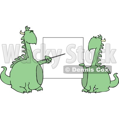 Anthropomorphic Dragon Pointing at a Black Poster Board Clipart © djart #4596