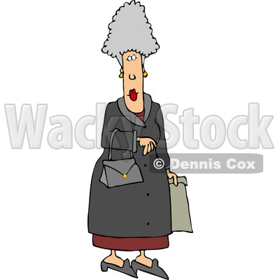 Elderly Woman Carrying a Purse and Shopping Bag Clipart © djart #4649