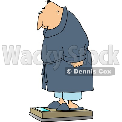 Overweight Man Measuring His Weight On a Standard Bathroom Scale Clipart © djart #4667