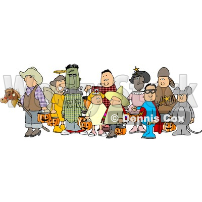 Halloween Trick-or-treaters Standing Together as a Group In Their Costumes Clipart © djart #4743