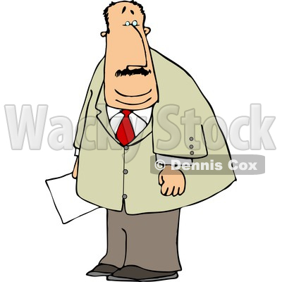 Obese Businessman Holding a Document In His Hand Clipart © djart #4758