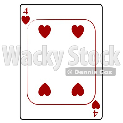 Four/4 of Hearts Playing Card Clipart © djart #4824
