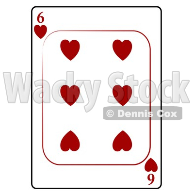 Six/6 of Hearts Playing Card Clipart © djart #4835