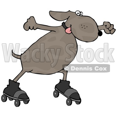 Energetic Dog Roller Skating with His Tongue Out Clipart © djart #4894