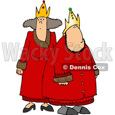  Royal King & Queen Wearing Red Robes and Gold Crowns Clipart © djart #4935