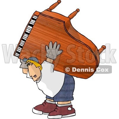 Exaggeration of a Strong Man Moving a Heavy Grand Piano Clipart © djart #4972