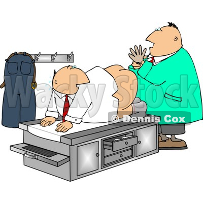 Humorous Male Doctor Giving Patient a Prostate Examination Clipart © djart #5010