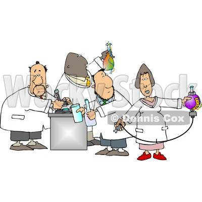 Male and Female Chemists Testing Chemicals in a Chemistry Lab Clipart © djart #5082
