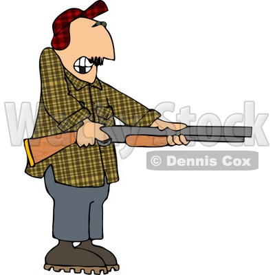 Uneasy Man Pointing a Loaded Shotgun at Someone Clipart © djart #5084
