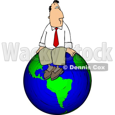 Businessman Sitting On Top of the World Clipart © djart #5098