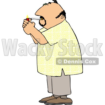 Man Lighting a Cigarette with a Lighter Clipart © djart #5109