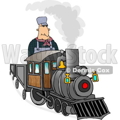 Male Train Engineer Driving and Operating a Train Clipart © djart #5138