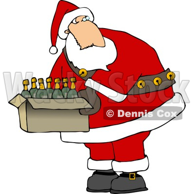 Santa Holding a Box of Wines Clipart © djart #5157