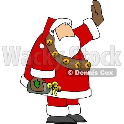 Drunk Santa Waving While Holding a Bottle of Wine Clipart © djart #5182