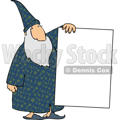 Old Wizard Holding a Blank Poster Board Sign Clipart © djart #5202