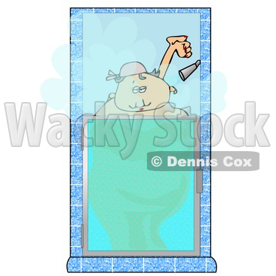 Big Fat Woman Taking a Hot Shower Clipart Illustration © djart #5206