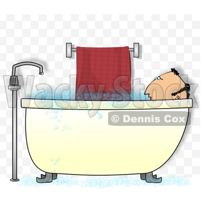 Middle-aged Man Taking a Bubble Bath Clipart Illustration © djart #5207