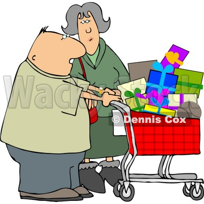 Husband and Wife Shopping Together for Christmas Presents at a Toy Store Clipart © djart #5222