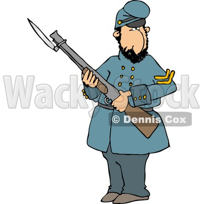 Old Union Soldier Man Armed with a Rifle and Bayonet Clipart Illustration © djart #5269