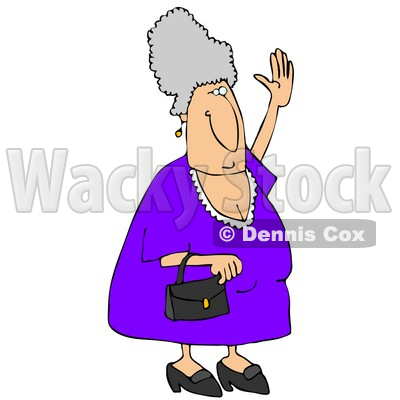 Elderly Woman Trying to Wave Down a Taxi Clipart Illustration © djart #5491