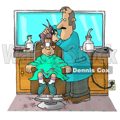 Boy Getting His 1st Haircut at a Professional Barbershop Clipart Illustration © djart #5497