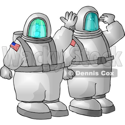 American Man and Woman, Astronauts, Traveling to Space On a NASA Shuttle Clipart Illustration © djart #5603