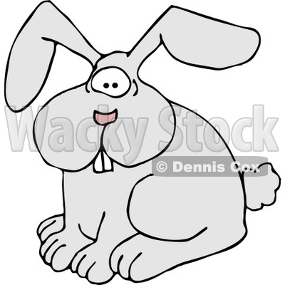 Domestic Grey Rabbit with a Pink Nose Clipart Illustration © djart #5661