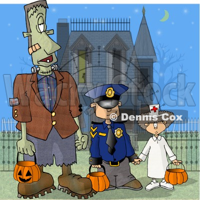 Halloween Frankenstein, Detective, and Doctor Clipart Illustration © djart #5718