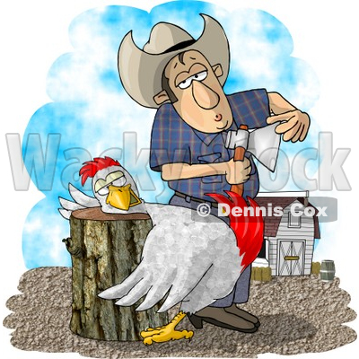 Farmer Getting Ready to Butcher a Chicken Clipart Illustration © djart #5821