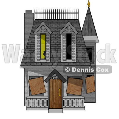 Boarded-up Haunted House Clipart Picture © djart #5945