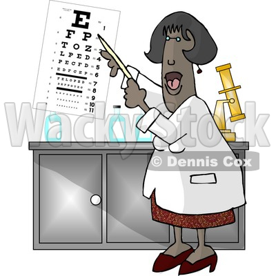 African American Female Eye Doctor Pointing at an Eye Chart Clipart Picture © djart #5963