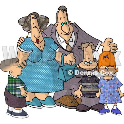 Grandparents Standing with Their Grandchildren Clipart Picture © djart #6003