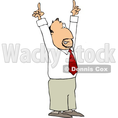 Businessman with an Idea Pointing Both of His Pointer Fingers Up Clipart Picture © djart #6040