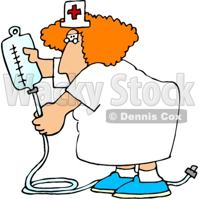 Nurse Preparing an Intravenous Drip for a Hospitalized Patient Clipart Picture © djart #6046