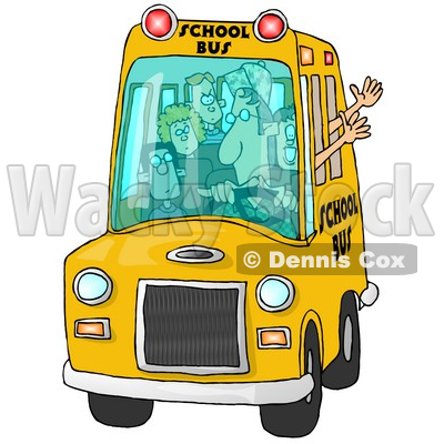 Bus Driver Man Driving a School Bus Full of Elementary School Students Clipart © djart #6110