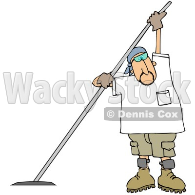 Royalty-free (RF) Clipart Illustration of a Man Using A Concrete Finishing Tool And Wearing Sunglasses © djart #61423