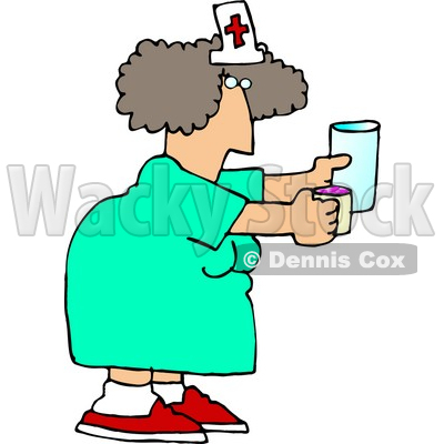 Female Nurse Holding a Pill Cup and a Glass of Water For a Patient at a Hospital Clipart Picture © djart #6150