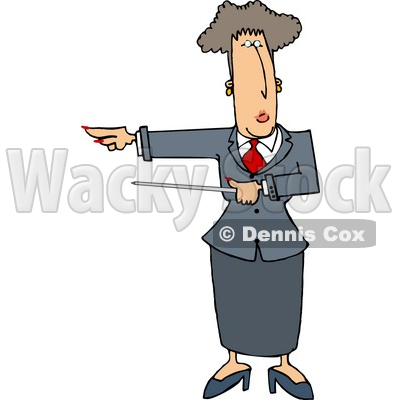 Executive Woman Pointing a Pointer Stick Towards Her Right Clipart Picture © djart #6285