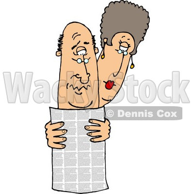 Man and Woman Reading the Local Newspaper Together Clipart Picture © djart #6300