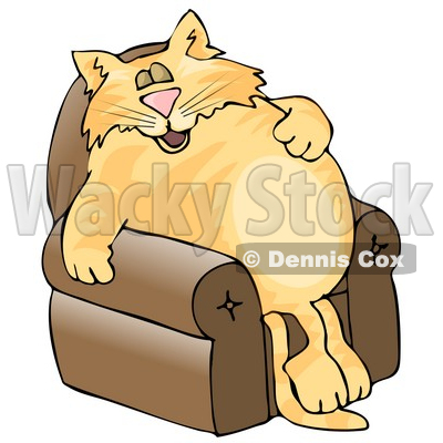 Anthropomorphic Cat Napping On a Recliner Chair Clipart Picture © djart #6337