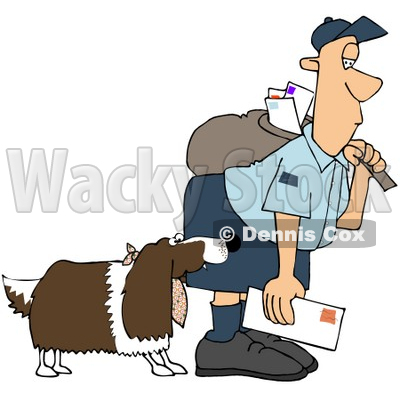 Royalty-Free (RF) Clipart Illustration of a Springer Spaniel Dog Biting A Mailman - Version 1 © djart #70276