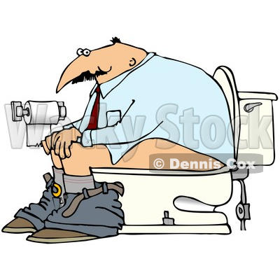 Royalty-Free (RF) Clipart Illustration of a Man Sitting On A Porcelain Bathroom Toilet © djart #70841