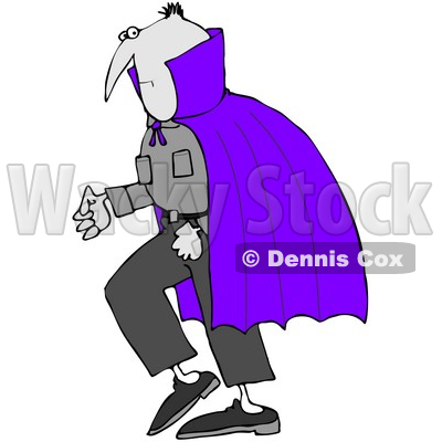 Royalty-Free (RF) Clipart Illustration of a Gray Vampire Wearing A Purple Cape © djart #71111